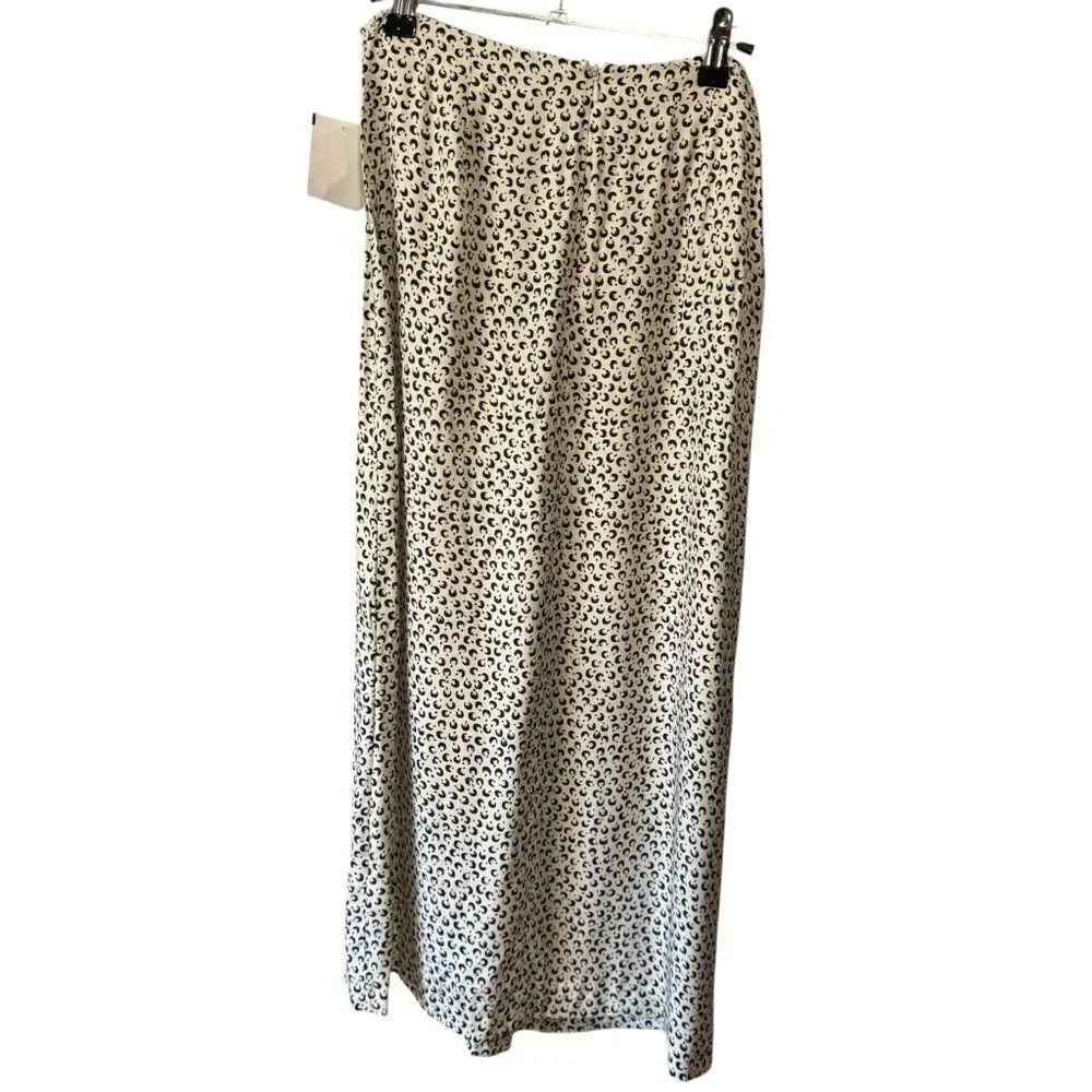 Revolve Vince Star Dot Drape Black and White Silk Blend Patterned Skirt Size 6